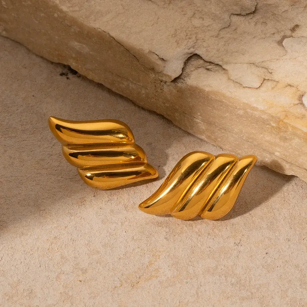 HangZhi Gold Color Wings Stud Earrings