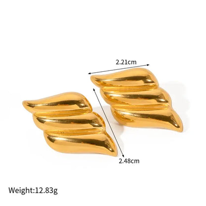 HangZhi Gold Color Wings Stud Earrings